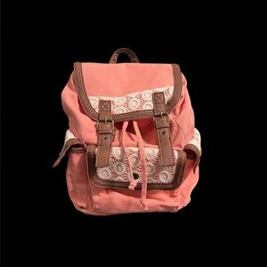 Candie's Pink and Brown Lace Women's Backpack